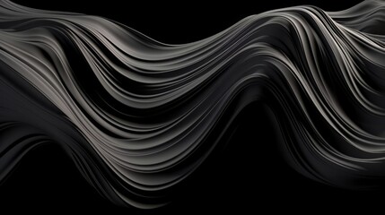 Aufkleber - An abstract black and white background with flowing wavy lines. Generative ai