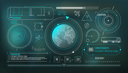 Canvas Print - Set of infographic elements about geolocation and transportation tracking.