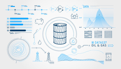 Wall Mural - set of infographic elements about oil exploration and production.