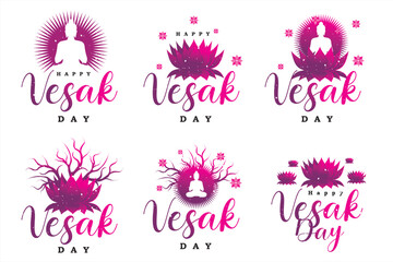 Wall Mural - Happy Vesak day vector illustration. Vesak lettering