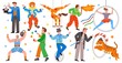 Cartoon circus artists characters. Funny professional acrobats, clowns and magicians, entertainment show, cute bright performers, vector set