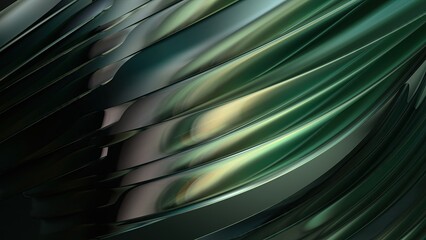 Wall Mural - green beautiful modern art plate with bends and twists on textured metal abstract, Elegant