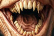 abstract fictional scary scary horror mouth with sharp teeth like a wild animal. Generative AI