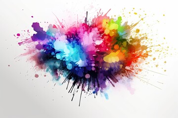 Canvas Print - vibrant paint splatter on a blank canvas Generative AI