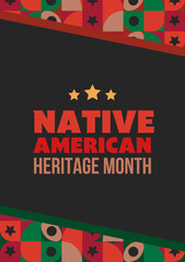 Wall Mural - Native American Heritage Month. Poster design with abstract ornaments celebrating Native Indians in America.