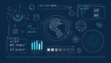 Canvas Print - Animated infographics on the theme of geolocation and data exchange.
