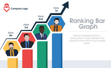 Growth ranking graph of employees can be used in many different ways to show progress at different levels. Best suited for presentations and videos for explanations. Colorful diagram look professional