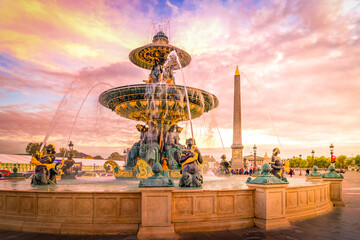 Wall Mural - Fountain on Concorde Square and Obelisk