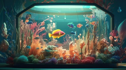 Wall Mural - aquarium with fishes