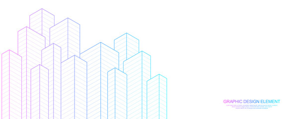 Wall Mural - architectural drawing with building construction. creative vector illustration of modern architectur