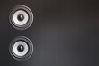 audio speakers on grey metalic background