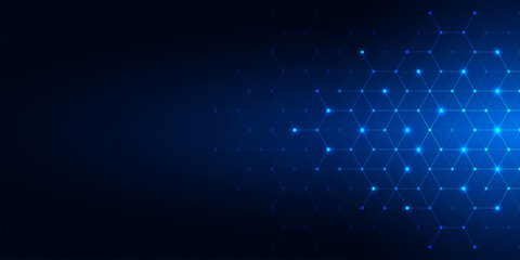 Poster - Abstract technology background and design element with hexagons pattern and geometric shapes