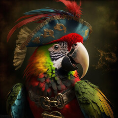 Wall Mural - parrot as a pirate Generative AI