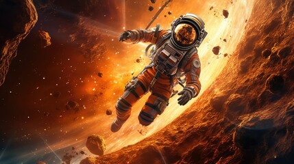 Canvas Print - astroniy exploring in deep space made with generative ai