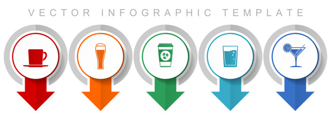 Aufkleber - Drinks icon set, miscellaneous pointer icons such as cup, glass and drink for webdesign and mobile applications, modern design infographic vector template