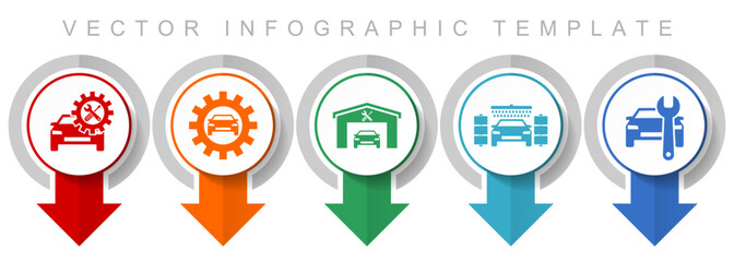 Aufkleber - Technology icon set, miscellaneous pointer icons such as workshop, car, service and carwash for webdesign and mobile applications, modern design infographic vector template