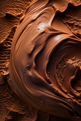 Melted chocolate ice cream macro background. Textured, Liquid, Sweet Sauce