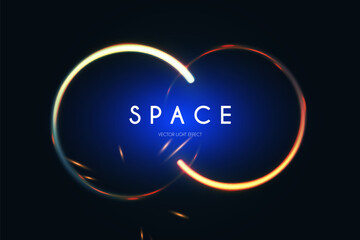 Wall Mural - planet with sun rays. cosmic sunrise and sunset. solar ring abstract light effect. universe design.