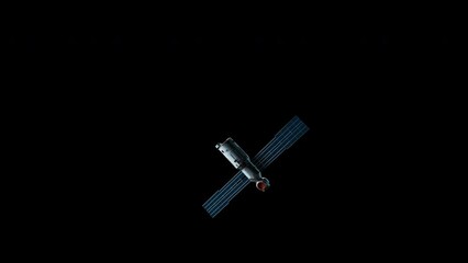 Wall Mural - satellite in orbit. an artificial satellite of planet earth levitates in space. have an alpha channe