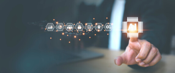 AI learning and business artificial intelligence system for cyber digital transformation technology of ideas and global or Use Ai for Data analysis, processing and management internet of things IoT