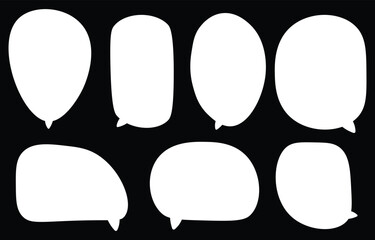 Wall Mural - Set white speech bubbles on black background. chat box or chat vector square and doodle message or communication icon Cloud speaking for comics and minimal message dialog