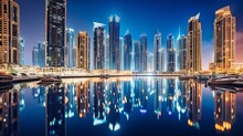 In The United Arab Emirates, Generative AI Has Created The Skyline Of Dubai Marina.