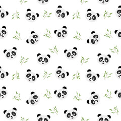Sticker - Panda and bamboo theme seamless pattern