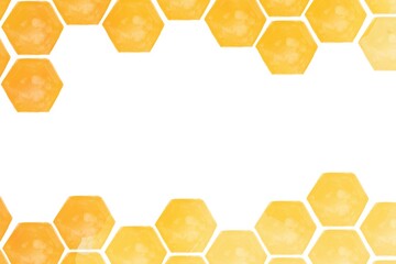 Border frame of watercolor honeycomb hexagons