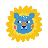 Fototapeta  - Lion head a cute character