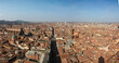 panorama view of bologna, italy, with via rizzoli and piazza maggiore from asinelli-tower