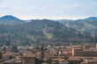 wide panorama of famous church san michele in bosco, bologna, italy