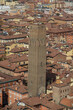 top view of leaning tower torre guidozagni in bologna, italy