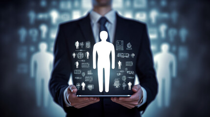 business person pushing a button