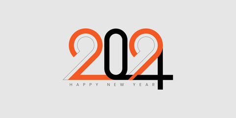 Wall Mural - Happy new year 2024 design, 2024 logo text design. new year celebration concept for greeting card, banner and template.