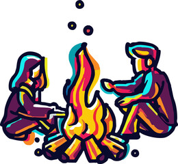 Wall Mural - bonfire camping png graphic clipart design