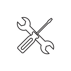 Wall Mural - Screwdriver and wrench line icon, repair logo vector