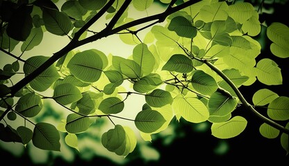 Wall Mural - trees with green leaves generative ai