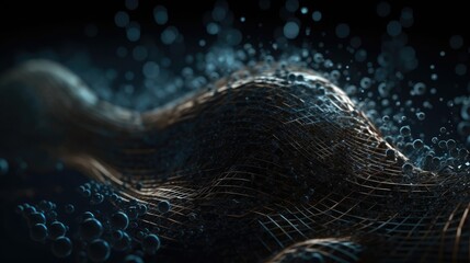 3d image of a wave with bubbles in it. Generative AI