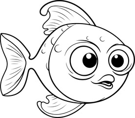 Wall Mural - Fish vector illustration. Sea animal coloring book or page for children