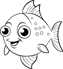 Wall Mural - Fish vector illustration. Sea animal coloring book or page for children