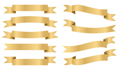 golden ribbons and labels collection. ribbons collection. banner symbol set. vector illustration