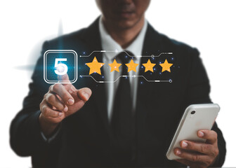 An image of a man in a suit holding a world map and a 5-star symbol in his right hand illustrates the idea of global pleasure with goods and services.
