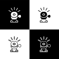 Poster - Set Bicycle bell icon isolated on black and white background. Vector