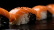 Close up of salmon sushi, Generative AI