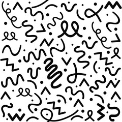 Sticker - Hand drawn seamless black and white geometric pattern 