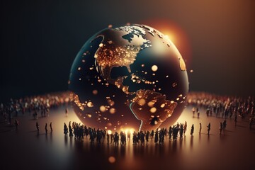 World population day. To draw attention to population issues, joint development programs, and the search for solutions to common problems. Population, crowd, globe, countries. Generative AI