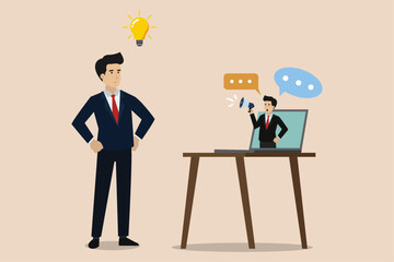Wall Mural - Business people get ideas after seeing inspiration from the media.