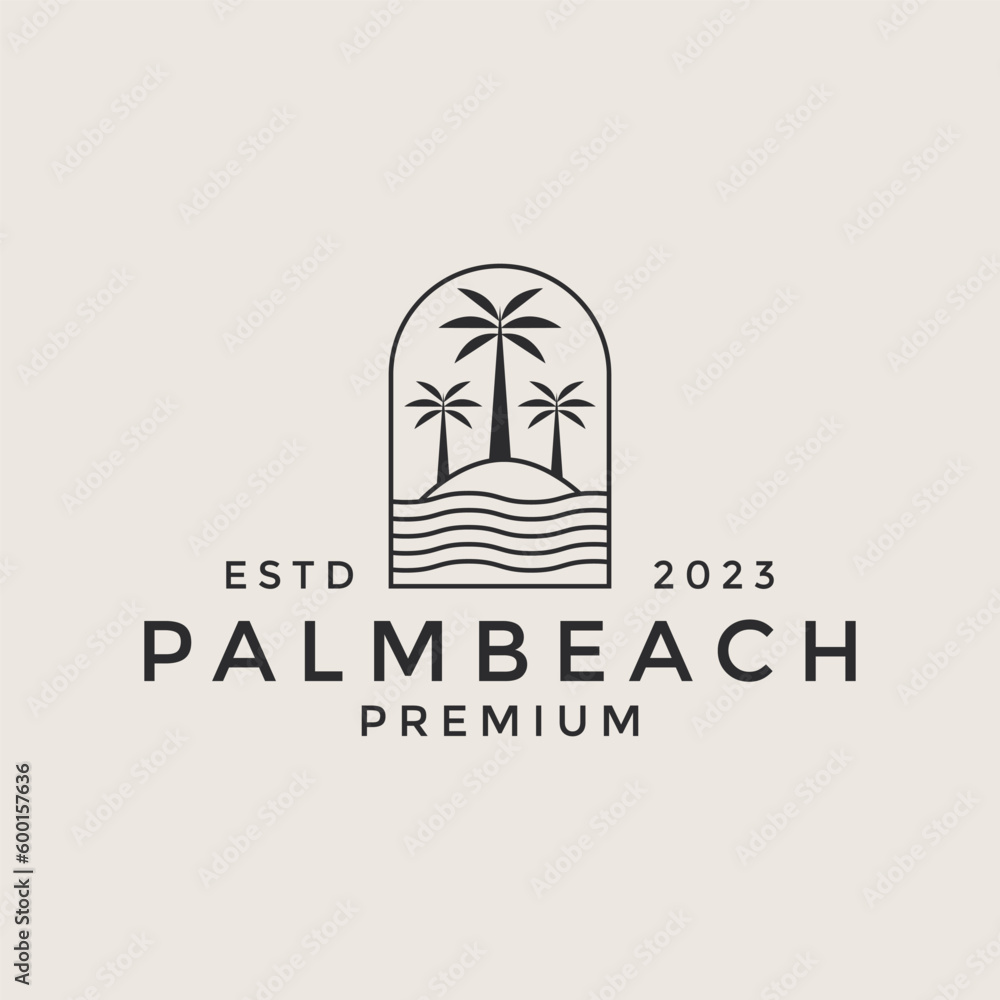 illustration vector graphic palm tree beach logo design minimalist and ...