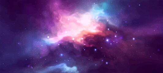 Wall Mural - vector space galaxy realistic illustration. colorful nebula background