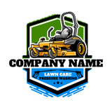 Fototapeta  - Zero Turn Lawn Mower Lawn Care Pressure Washing Logo